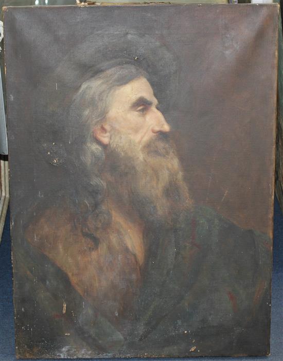 19th century Scottish School Portrait of a Highlander, 30 x 22in., unframed